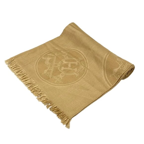 HERMES New Libris - Kraft (light brown) Cashmere Silk Scarf - Picture 1 of 4
